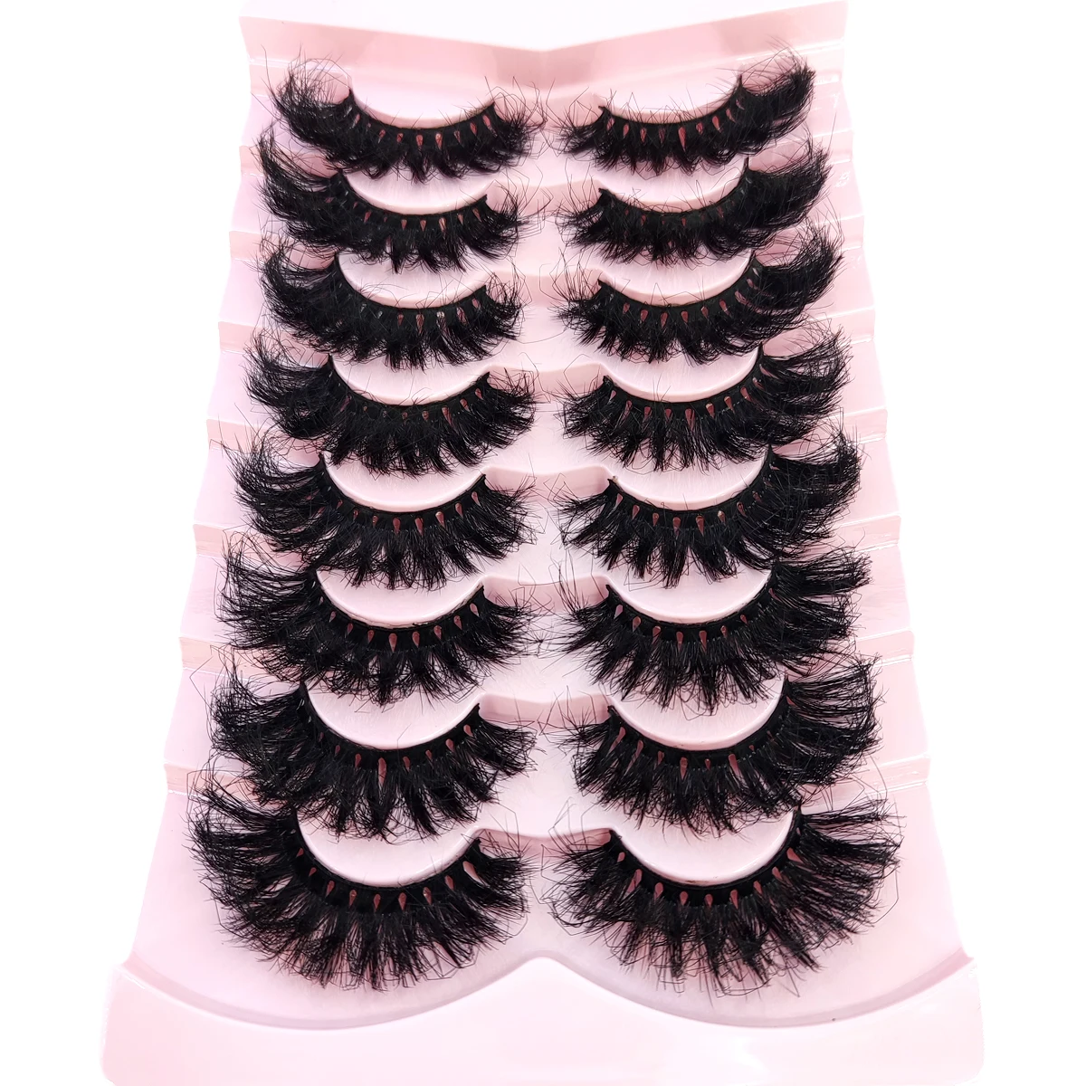 HBZGTLAD 5/8 Pairs of Natural Russian Striped Mink Lashes 3D False Lashes Volume Wavy False Lashes Eyelash Extensions Makeup