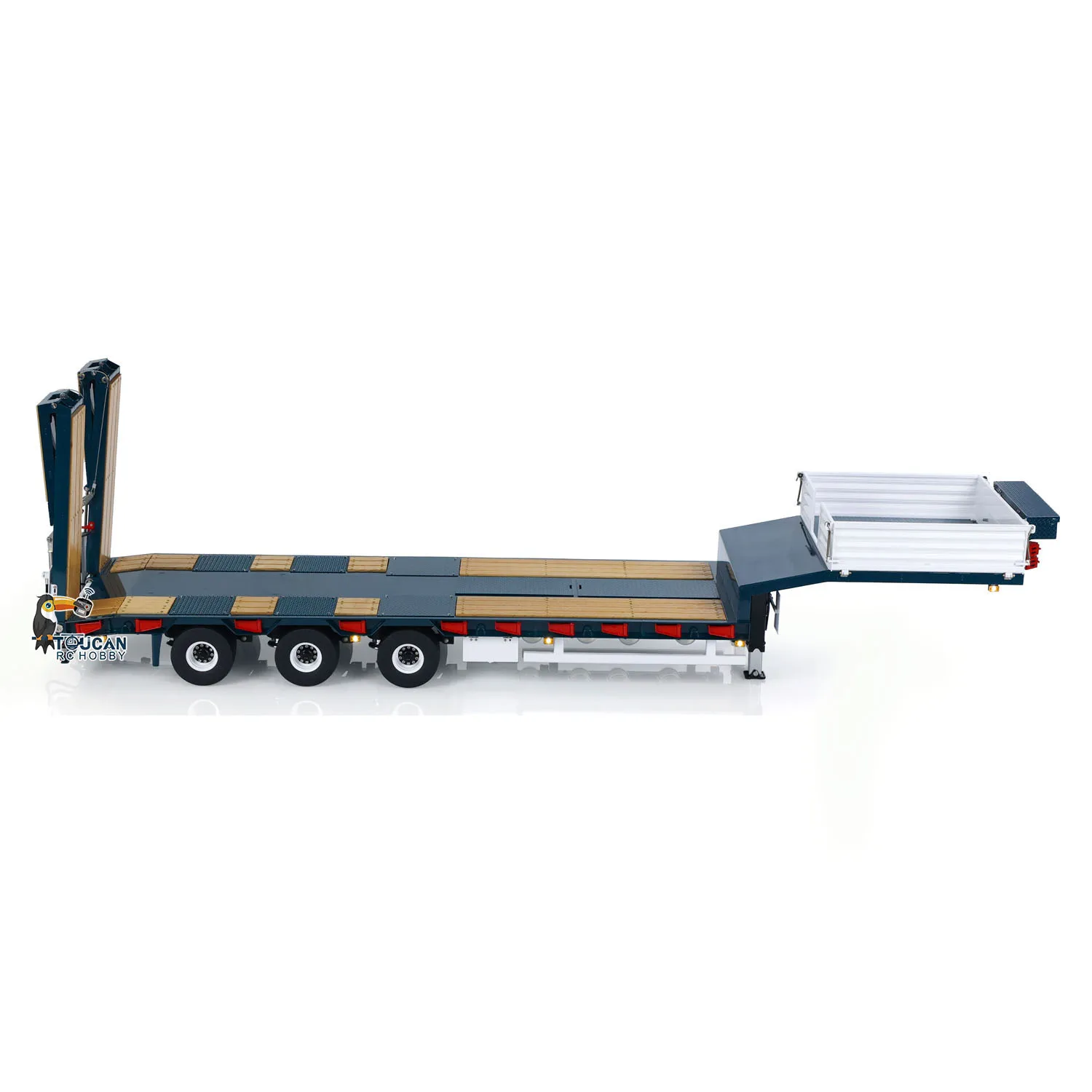 LESU 1/14 RC Metal Trailer Hydraulic Lifting Tailboard for Remote Control Tractor Truck Car Vehicle with Light System Pump ESC 3