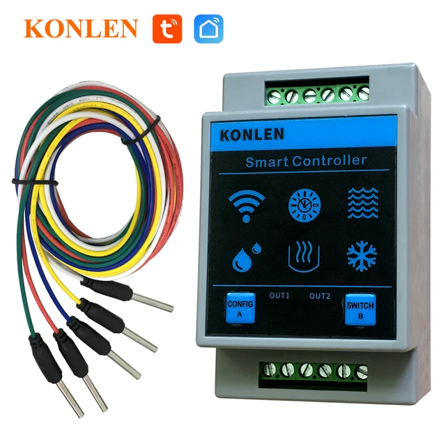 KONLEN Tuya Water Level Sensor WIFI Smart Home Leakage Flood Alarm Controller Meter Pool Vape Tank Flow Detector Leak Protection 1