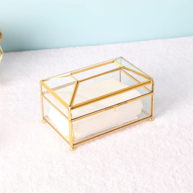 Tissue Box Nordic Creative Glass Gold Paper Box Living Room Household Waterproof Home Decor Luxury Simple Napkin Towel Box Paper 3