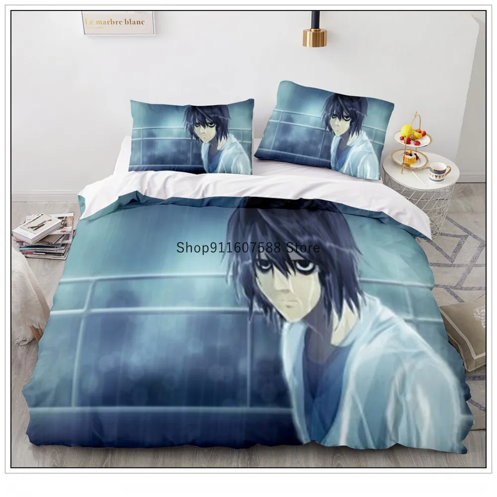 Luxury Death Note Bedding Set Anime Cartoon Duvet Cover Kids Bedclothes Soft Comforter Covers Pillowcase Home Textile