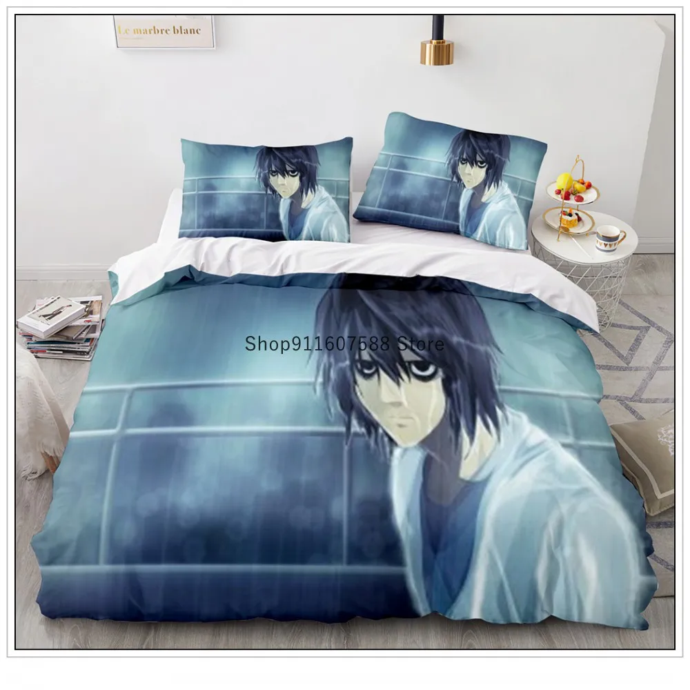 Luxury Death Note Bedding Set Anime Cartoon Duvet Cover Kids Bedclothes Soft Comforter Covers Pillowcase Home Textile 