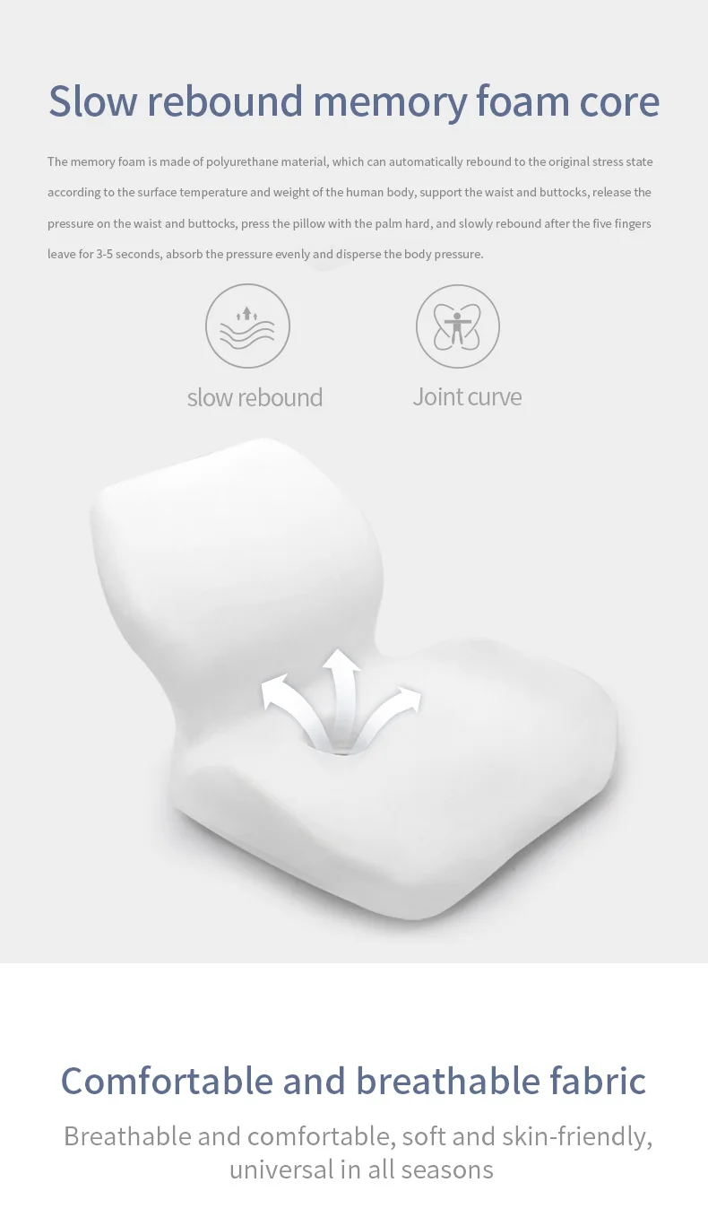 Comfort Seat Back Cushion Memory Foam Chair Cushion For Back Waist Pain Relief Protect Lumbar Cushion Orthopedic Pillow Car Seat