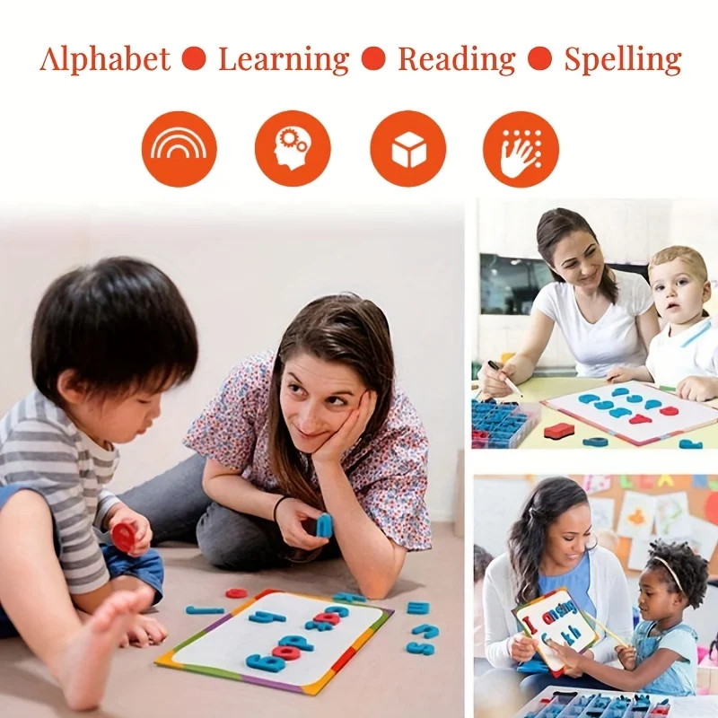 Red & Blue English Letter Magnetic Stickers Number Refrigerator Magnetic Stickers Alphabet Spelling Educational Kids Toys 4