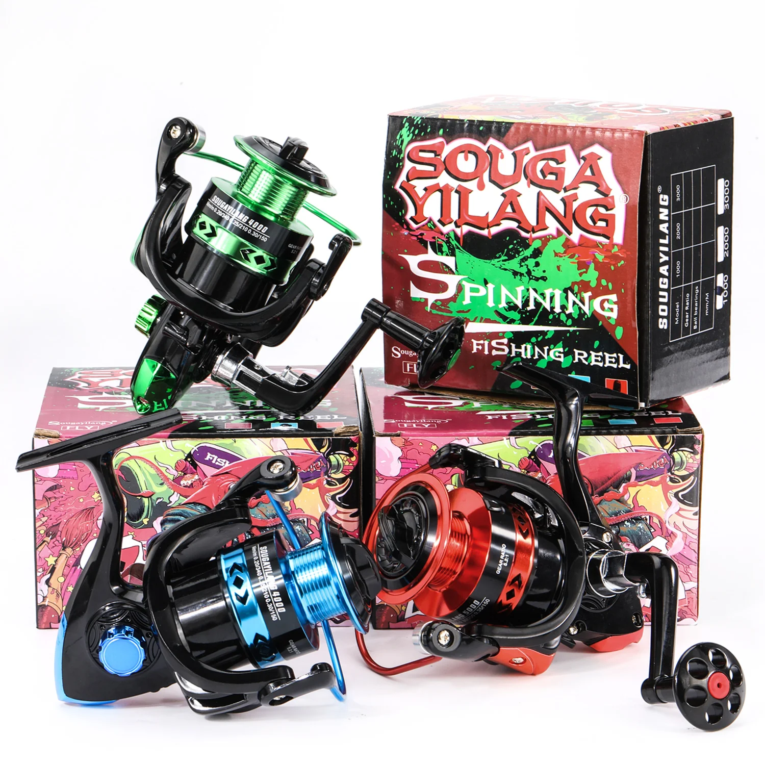 Sougayilang Spinning Fishing Reel 5.2:1 Gear Ratio 1000-5000 Max Drag 8kg for Freshwater Bass Fishing