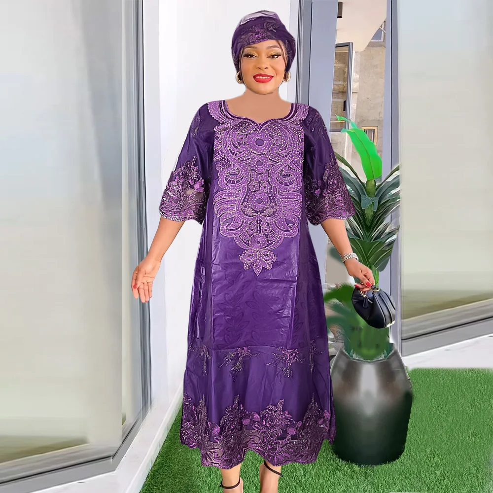 

H&D New African Clothes For Women Tradition Dress Embroidery Bazin Wedding Party Dress Ankara Robes Trads African Clothes