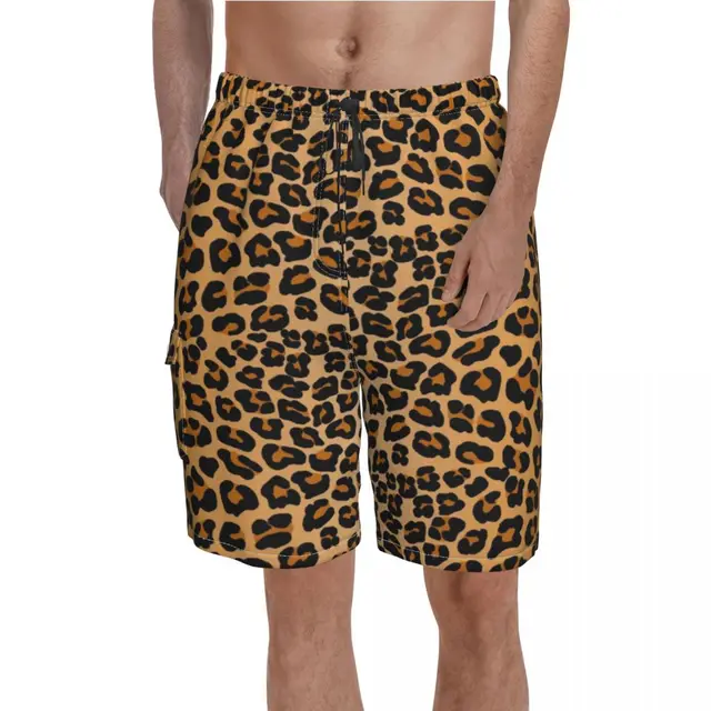 Animal Print Board Shorts Black White 