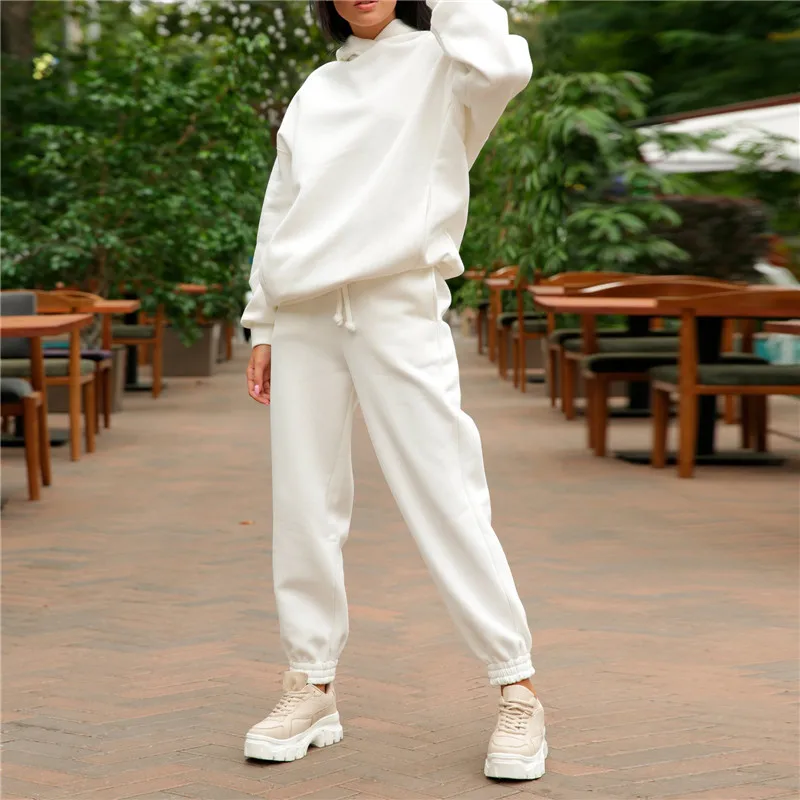 

Winter Two Piece Sets Women Tracksuit Oversized Suit 2023 Autumn Trouser Suits Female Sweatshirt Solid Sports Hoodie Sportswear
