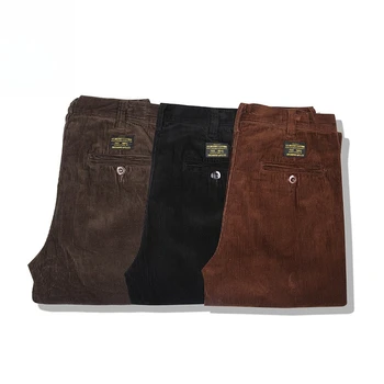 Okonkwo Pantaloni casual plissettati in velluto a coste da uomo Gamba dritta Pantaloni stile abbigliamento da lavoro vintage autunno inverno 1