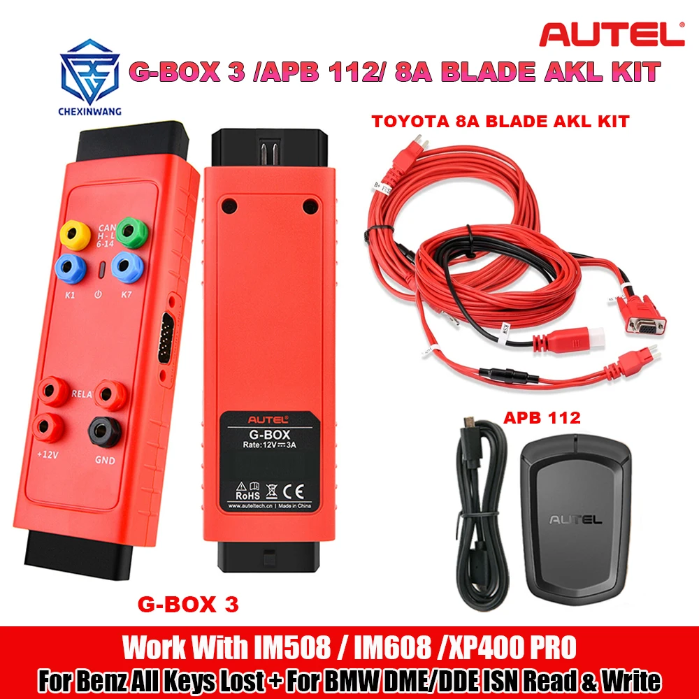 

Autel MaxiIM G-BOX 3 Adapter & APB112 Smart Key Simulator & TOYOTA 8A BLADE AKL Kit Key Programmer Gbox3 For Benz All Key Lost