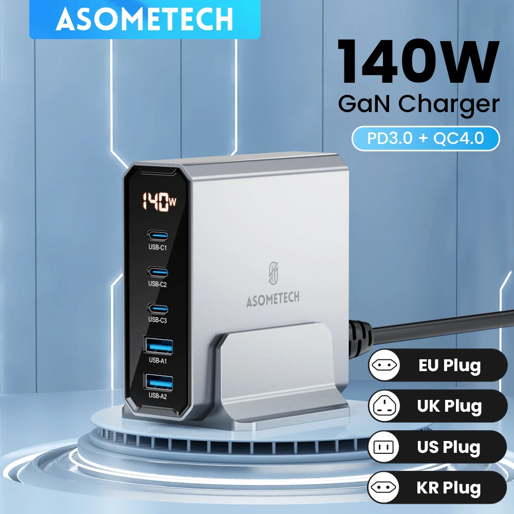 Ładowarka ASOMETECH 140W GaN USB za $30.39 / ~117zł
