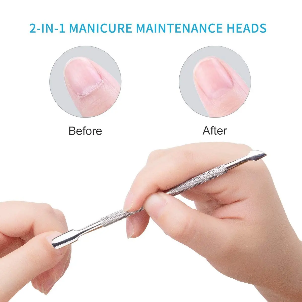 Double Head Cuticle Pusher Gel Nail Removal Tool Nail Dirt Cleaning Dead Skin Push Pusher Manicure Tools Stainless Steel nail art pusher manicure tools nail manicure tools manicure pedicure tools cuticle pusher dead skin remover