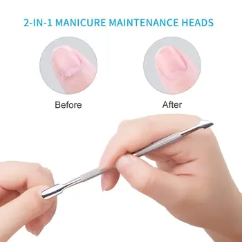 Double Head Cuticle Pusher Gel Nail Removal Tool Nail Dirt Cleaning Dead Skin Push Nail Pusher Manicure Tools Stainless Steel 2
