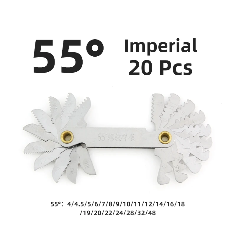 Thread Measuring Gage, 51/52Pcs Metric+ Imperial (52pc) Stainless Steel Thread Plug Gage, 60 And 55 Degree Screw Pitch Measuring Tool(Metric+ Imperial (52pc