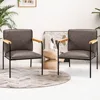 Modern Accent Chair Set of 2 Arm Chair PU Leather W/Seat Cushion For Living Room 1