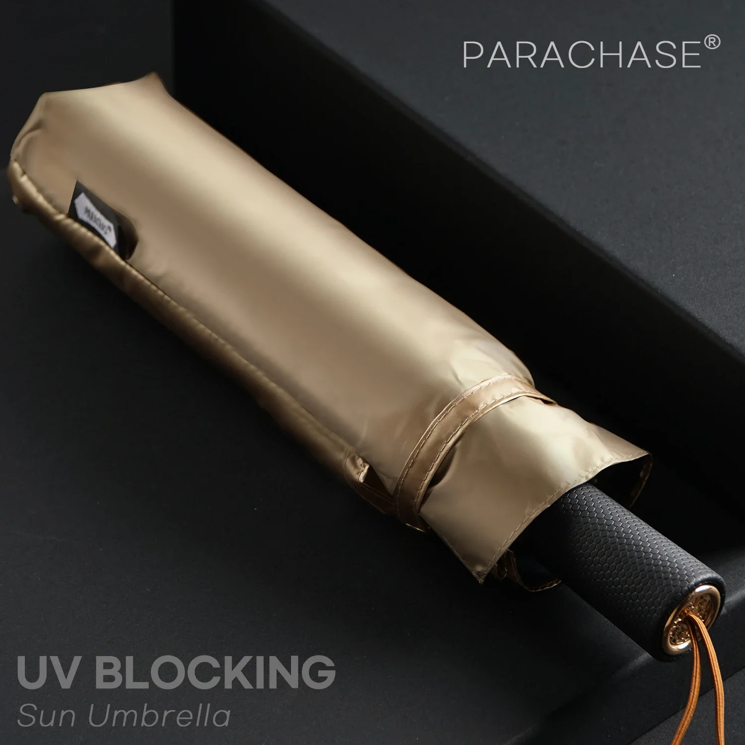 

Golden Luxury Folding Umbrella for Women Sunshade Parasol Umbrella UV Blocking Summer Sun Umbrella Windproof Strong UPF50+