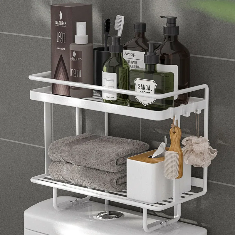 

Toilet Water Tank Storage Rack Iron Bathroom Punch-free Multi-functional Storage Rack Bathroom Storage Rack Above The Toilet