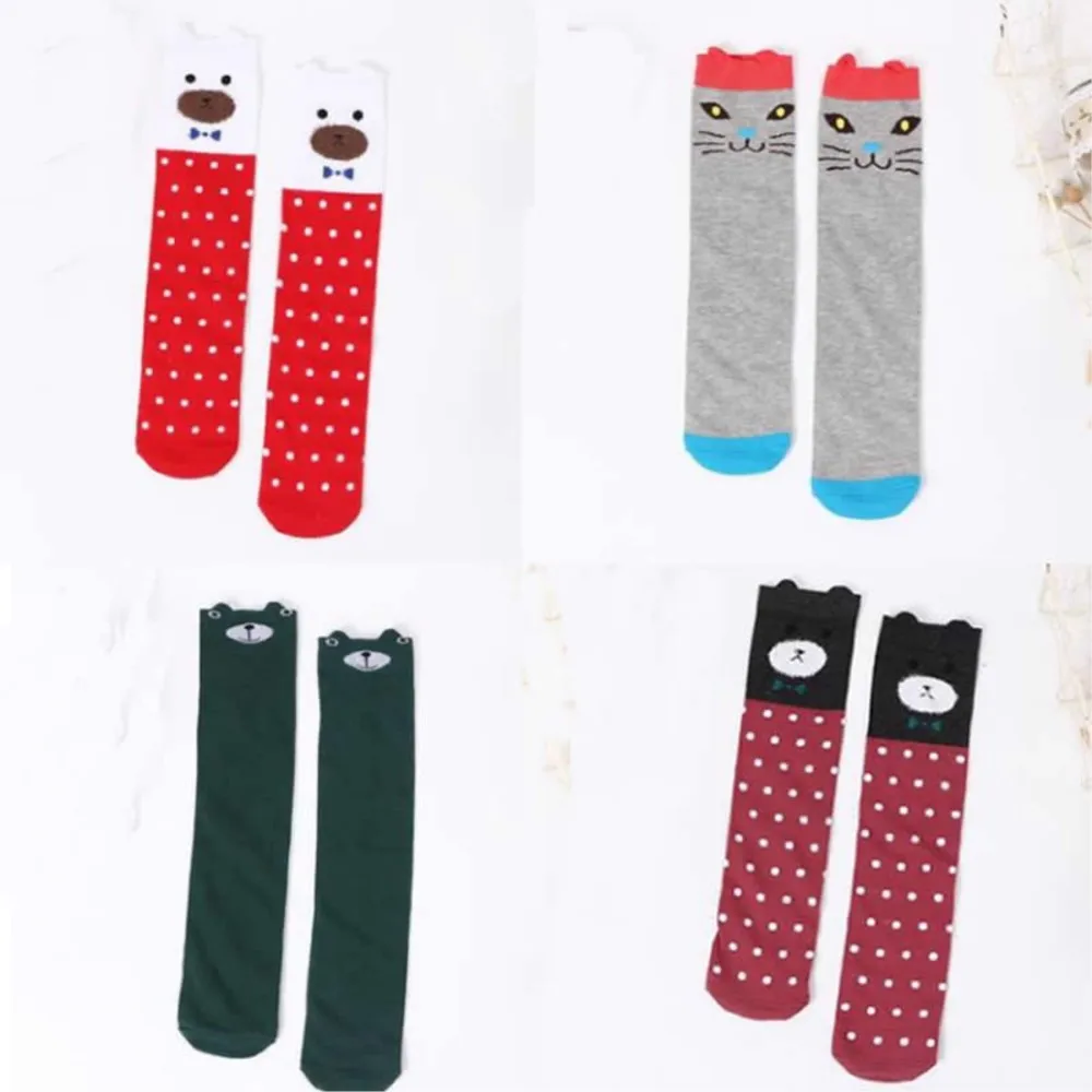 

new cartoon plate children knee high leg warmers girl cotton breathable tube baby kid stocking cat fox pattern leggings
