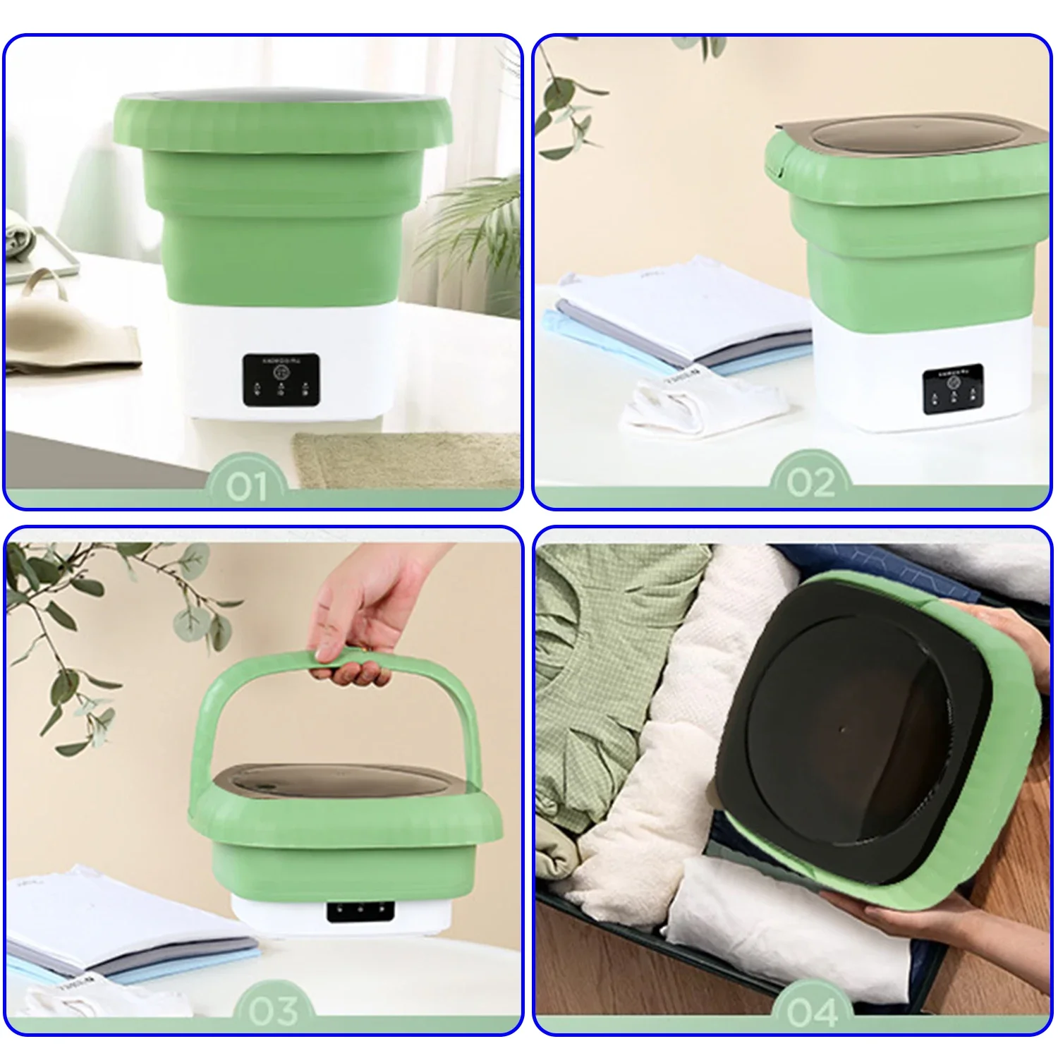Automatic Home Small Folding Washing Machine Multi-function Washing Underwear Socks Mini Machine Fast Tumble Dry Clothes