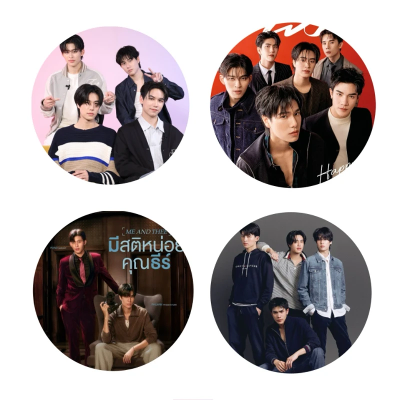 4 개/대 Pondphuwin Winnysatang 태국 TV 우리는 하늘에 물고기입니다 드라마 스틸 사진 레이저 파인 플래시 뱅 브로치 가방 장식 핀