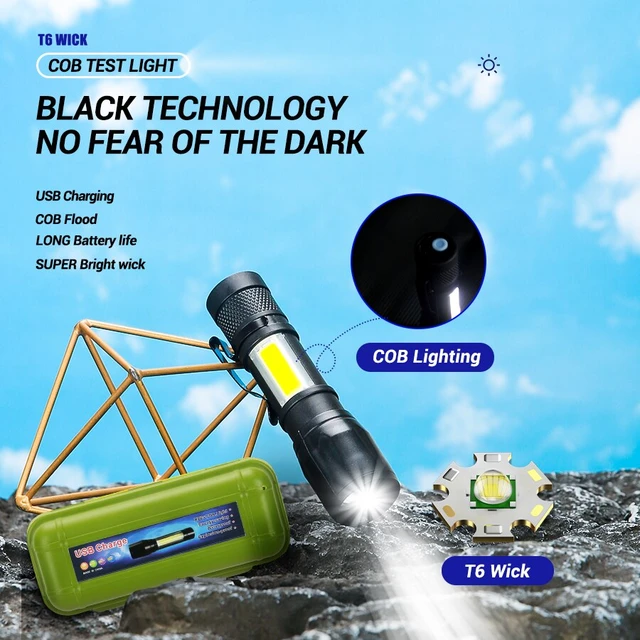 Mini Torche LED Rechargeable lampe de Poche Portable USB Charge Haute  Puissance Banque Camping Étanche Longue