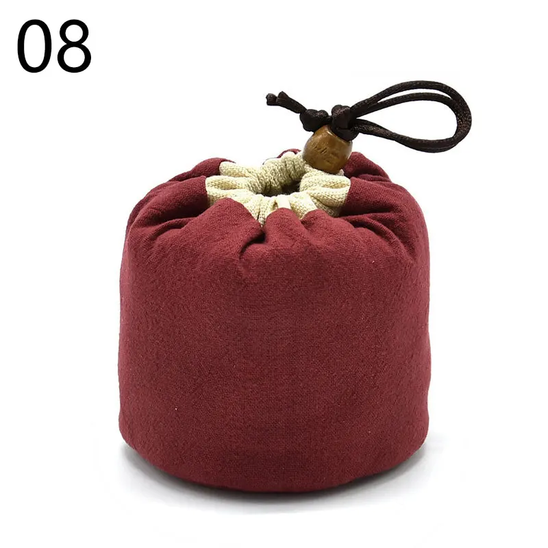 1pc Tea Tools Portable Teapot Bundle Pocket Bronzing Pattern Thickened Cotton Small Teacup Bag Travel Teaware Storage Bag