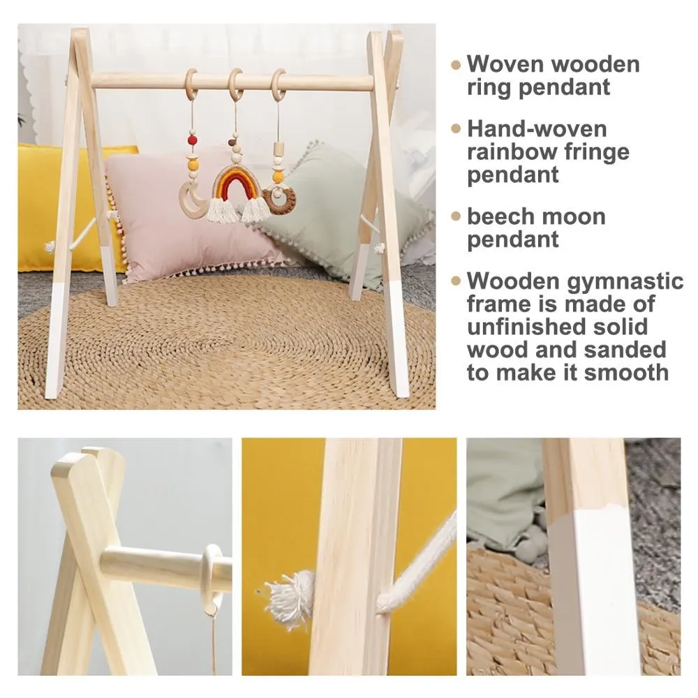  Wooden Baby Play Gym, WOOD CITY Foldable Baby Gym with 6  Hanging Sensory Toys for Infants Activity, Newborn Gifts for Baby Girl and  Boy (Natural Wood) : Baby