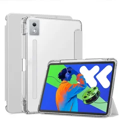 Clear Acrylic Smart Tablet Case with Pen Slot for Xiaoxin Pro12.7 2025 (Gray)