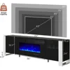 TV Stand with 36" Fireplace, 70" Modern High Gloss Entertainment Center LED Lights, TV Console Cabinet for TVs Up To 80" 5