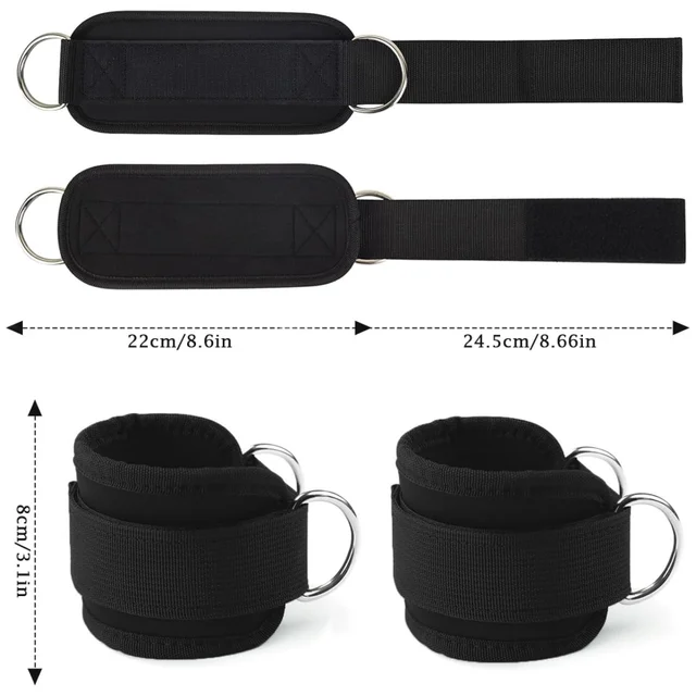1 Pair Ankle Straps for Cable Machines Resistance Bands Attachment,Gym Cuffs with Stainless Steel D-Ring for Booty Leg Workout 2