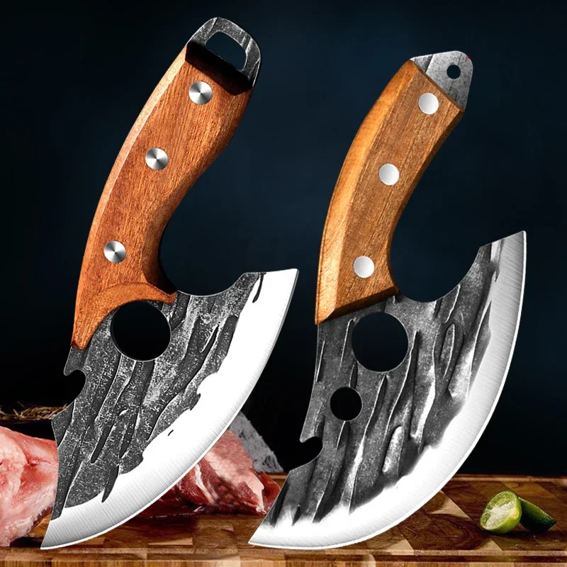 Mannaia Per Carne Forgiata Coltello Da Cuoco Da Cucina Coltello Da Pesca Disossamento Coltello Da Taglio Per Frutta Bbq Macellaio Utilità Portatile Co