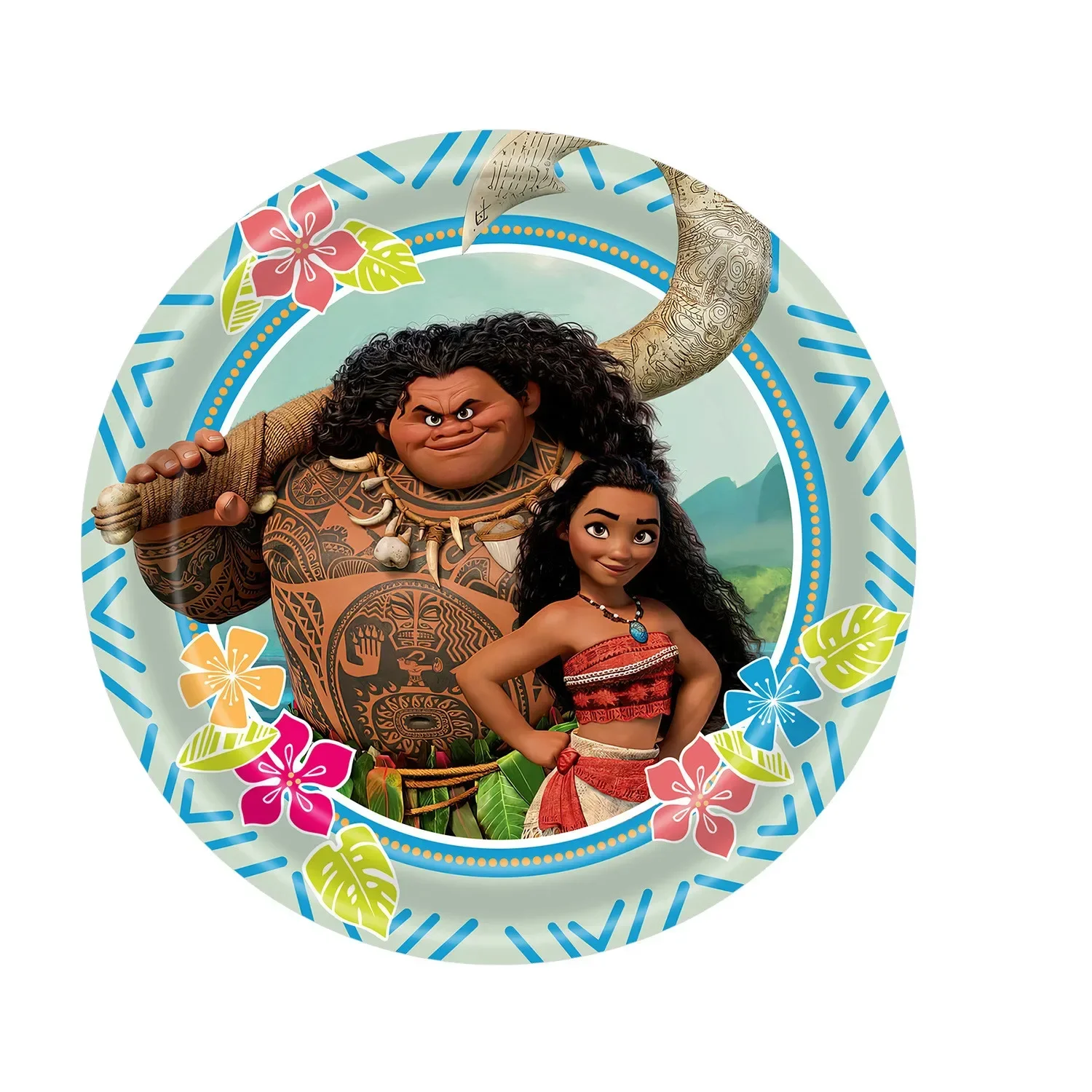Birthday Party Supplies Moana Theme Children Disposable Tableware Cup Plate Flag