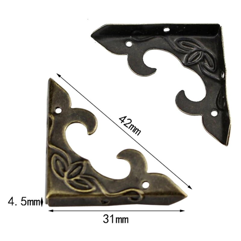 10 Pcs Antique Corner Bracket 30mm Scrapbook Albums Jewelry Wooden Box Decorative Protector Crafts For Furniture Hardware