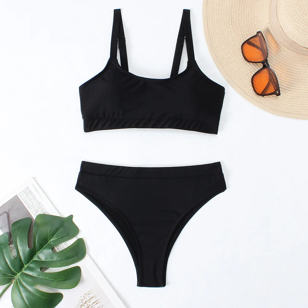 Two-Pieces Women Bikini 2024 Push-Up Padded Bra High Waist Bikinis Set Swimsuit Sports Swimwear Bathing Suit Beachwear Biquini