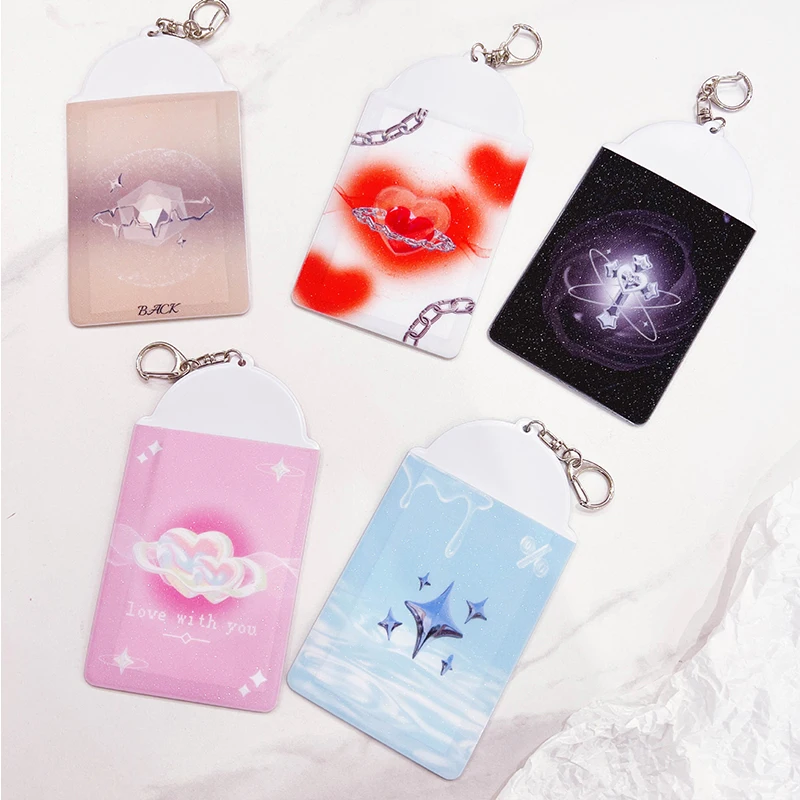 INS Bowknot Photocard Holder Ins Idol Cards Protector Harajuku Photo Sleeve Sweet PVC Bus Card ID Holder Idol Photocard Pendant 4