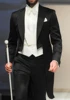 Black Long Tail Blazer 3 Pieces Gentleman Male Suit Men's Fashion Groom Tuxedo for Wedding Party Prom Jacket Vest with Pants