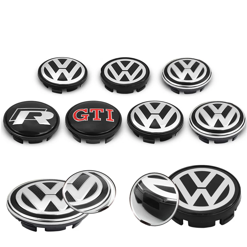 4Pcs 55mm 65mm Car Wheel Center Hub Caps VW Badge Rim Cover Emblem For Volkswagen R GTI Golf 5 7 Caddy Passat b6 Tiguan Pol wheel center caps