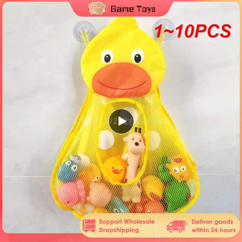 

1~10PCS Baby Bath Toys Cute Duck Frog Mesh Net Toy Storage Bag Strong Suction Cups Bath Game Bag Bathroom Organizer Water Toys