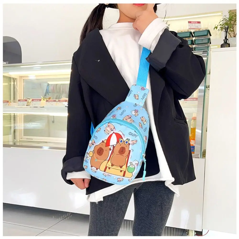 Cute Capybara Shoulder Bag Cartoon Animal Lightweight Crossbody Bag Nylon Coin Purse For Kids