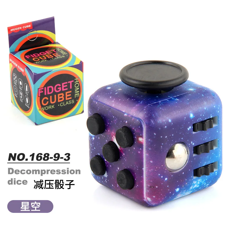 Fashion Decompression Dice Autism Adhd Anxiety Relieve Toy Adult Kids Fingertip Press Button Toys Rainbow Dice Antistress Cube 3