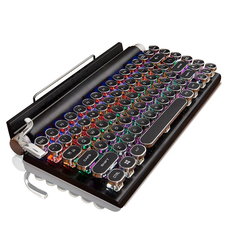 

Retro Typewriter Keyboard Wireless Bluetooth Keyboard USB Mechanical Punk Keycaps For Desktop PC/Laptop/Phone
