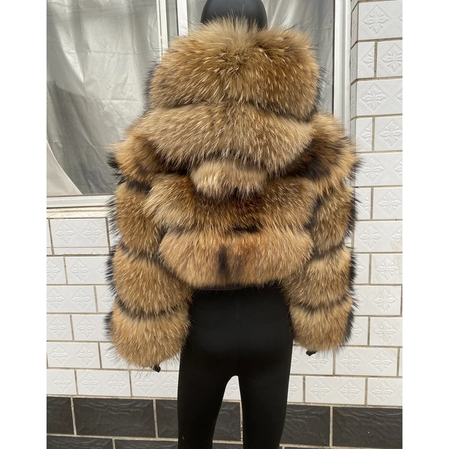 【美品】ラクーンファー ジャケット 高級 アライグマ 毛皮 ビンテージ 毛皮/ファー/艶のある美しい刺し毛と柔らかく保温性に優れた綿毛