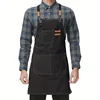 Household Canvas Apron Oil-proof  Can Wipe Hands  Kitchen CookingMen Women Adult With Tool Pockets Fashion Coffee Over  apron 2