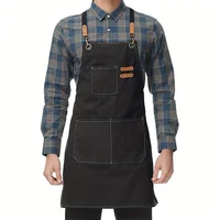 Household Canvas Apron Oil-proof  Can Wipe Hands  Kitchen CookingMen Women Adult With Tool Pockets Fashion Coffee Over  apron 2