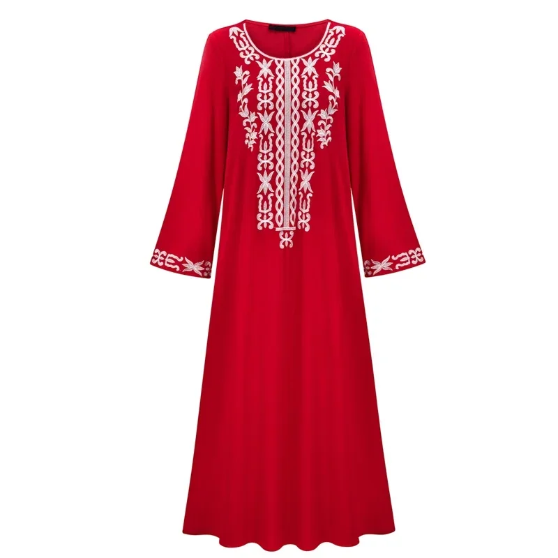 

Elegant Embroidery Women Dubai Arab Türkiye Islamic Muslim Dress Kaftans African Women's Gown Long ue Femme Musulmane Caftan