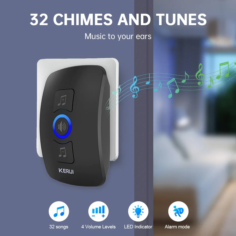 KERUI M525 outdoorové bezdrátový doorbell vodotěsný chytrá domácí dveře zvon chime souprava LED blesk záruka alarm vítejte dr. house melodies