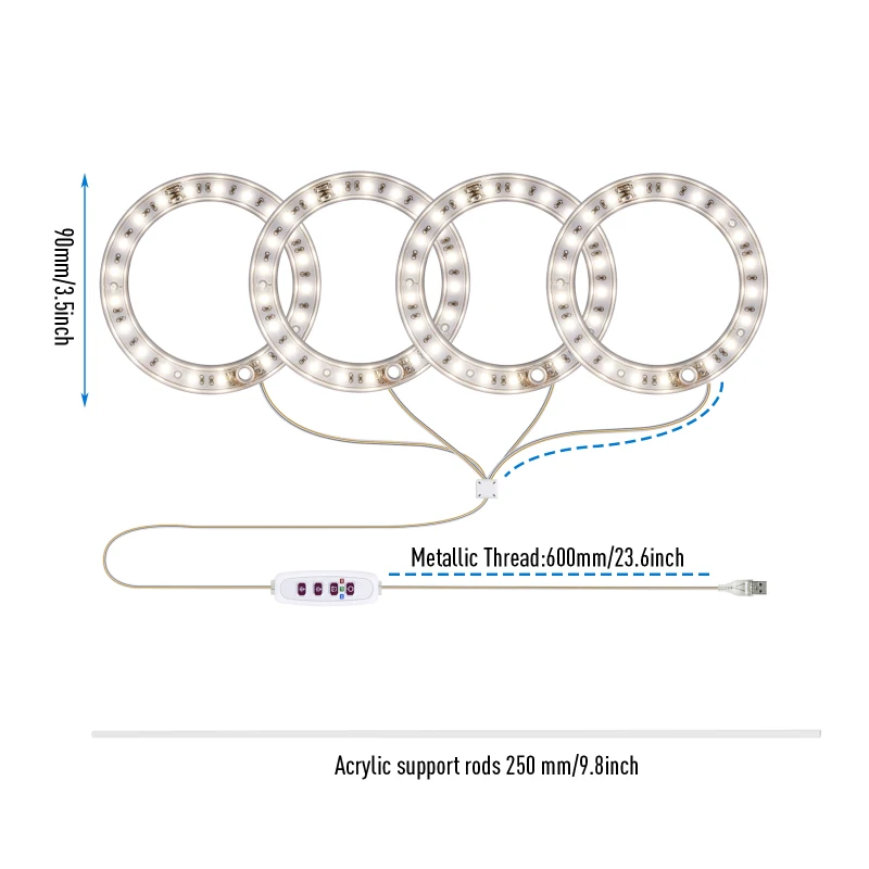 Halo Angel Ring Grow Lights per piccole piante da interno, luce LED per piante a spettro completo, lampade per la crescita delle piante regolabili in altezza_voghion.com
