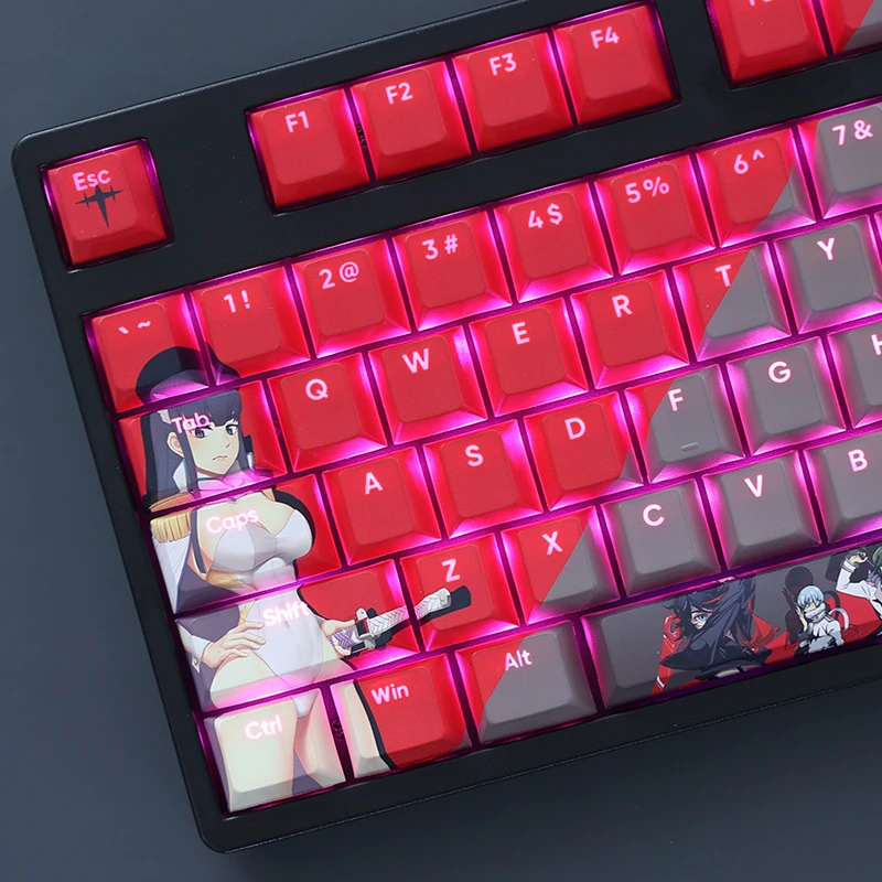 Teclas Conjunto Matar la Matar Keycap Pbt Tintura Subbed Backlit Keycaps dos Desenhos Animados Anime Gaming Key Caps para Ansi 61 87 104 108 Layouts 108 - Imagem 6