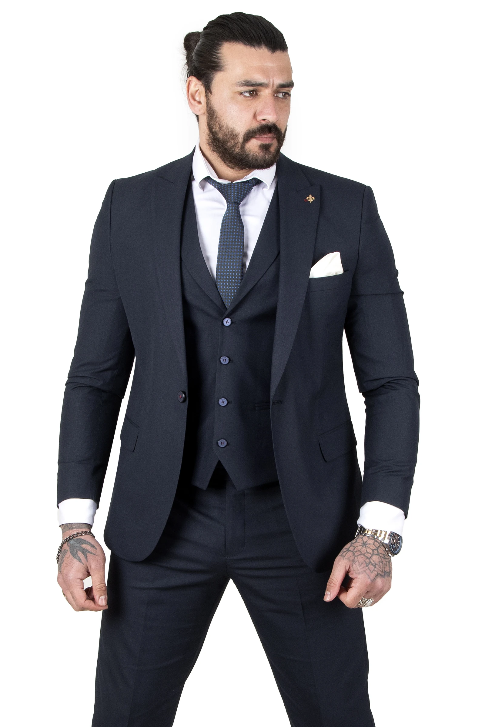 

DeepSEA Thin Fabric Italian Cut Single Button Double Tear 3 Men Suit 2300620