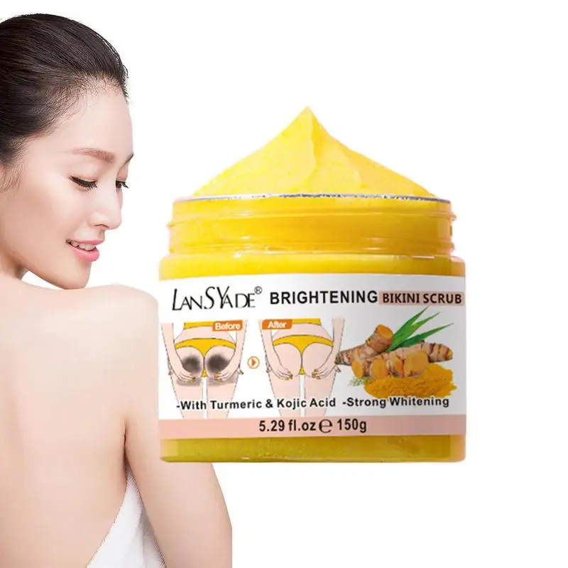 

Brightening Scrub For Bikini Area Turmeric Skincare Body Scrub 5.3oz Mild Instant Effective Resurfacing Bikini Scrub Exfoliator